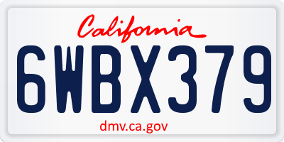 CA license plate 6WBX379