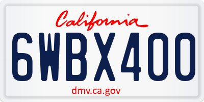 CA license plate 6WBX400