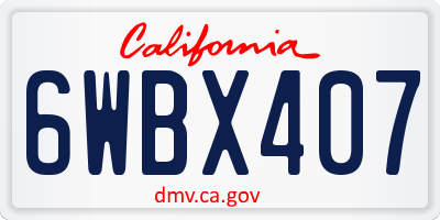 CA license plate 6WBX407