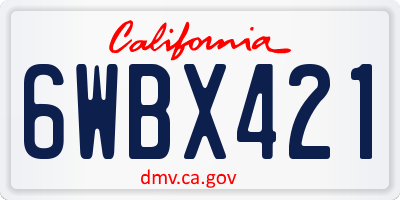 CA license plate 6WBX421