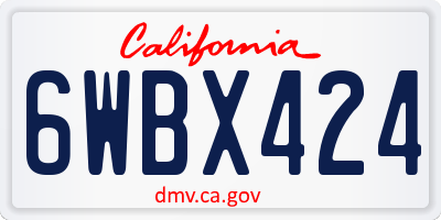CA license plate 6WBX424