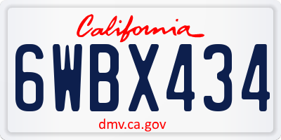 CA license plate 6WBX434