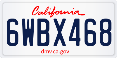 CA license plate 6WBX468