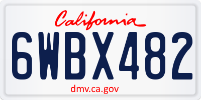 CA license plate 6WBX482