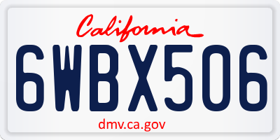 CA license plate 6WBX506