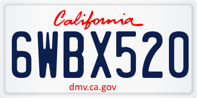 CA license plate 6WBX520