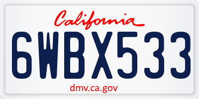 CA license plate 6WBX533