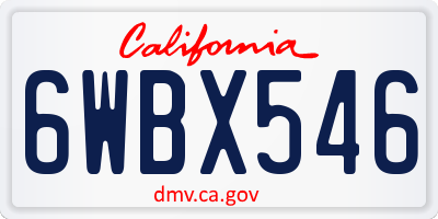 CA license plate 6WBX546