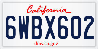 CA license plate 6WBX602