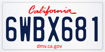 CA license plate 6WBX681
