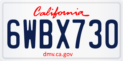 CA license plate 6WBX730