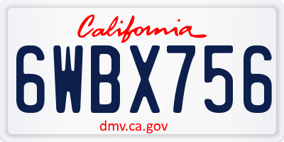 CA license plate 6WBX756