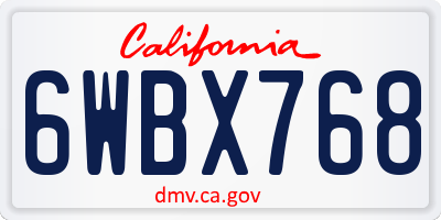 CA license plate 6WBX768