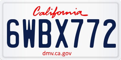 CA license plate 6WBX772