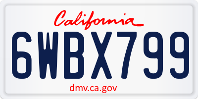 CA license plate 6WBX799