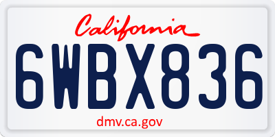 CA license plate 6WBX836