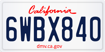 CA license plate 6WBX840