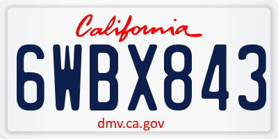 CA license plate 6WBX843