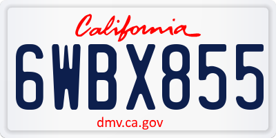 CA license plate 6WBX855