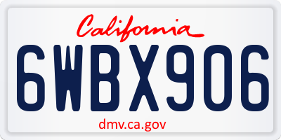 CA license plate 6WBX906