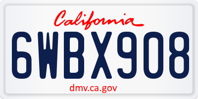 CA license plate 6WBX908