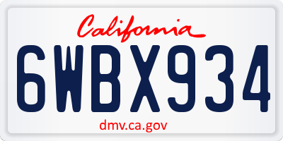 CA license plate 6WBX934