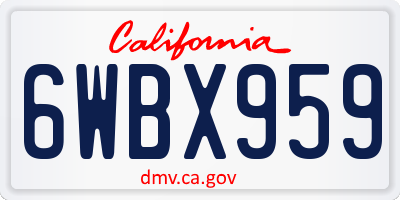 CA license plate 6WBX959
