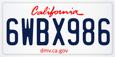 CA license plate 6WBX986