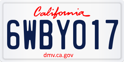 CA license plate 6WBY017
