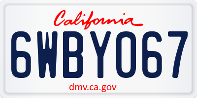 CA license plate 6WBY067