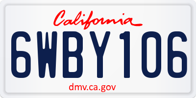 CA license plate 6WBY106