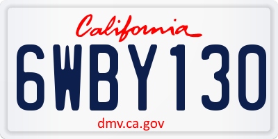 CA license plate 6WBY130
