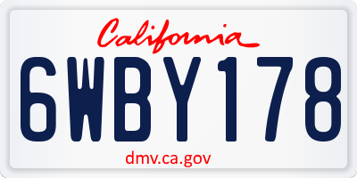 CA license plate 6WBY178