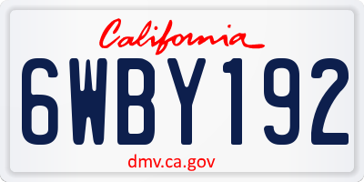 CA license plate 6WBY192