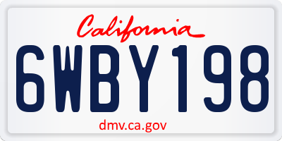 CA license plate 6WBY198