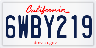 CA license plate 6WBY219
