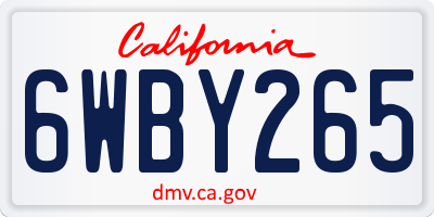 CA license plate 6WBY265