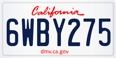 CA license plate 6WBY275