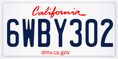 CA license plate 6WBY302