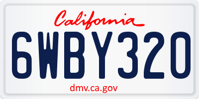 CA license plate 6WBY320