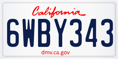 CA license plate 6WBY343