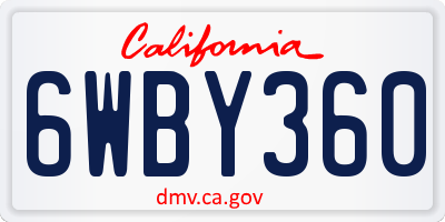 CA license plate 6WBY360