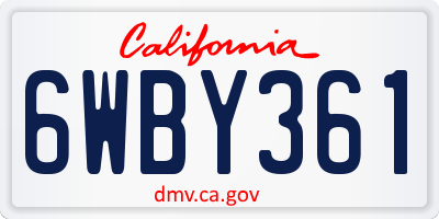 CA license plate 6WBY361