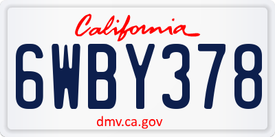 CA license plate 6WBY378