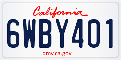 CA license plate 6WBY401