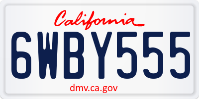 CA license plate 6WBY555