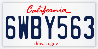 CA license plate 6WBY563