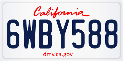 CA license plate 6WBY588