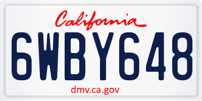 CA license plate 6WBY648