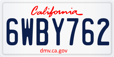CA license plate 6WBY762